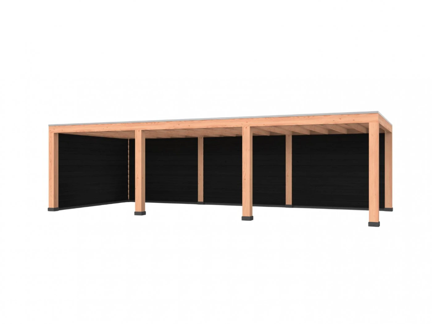 Douglas overkapping, 900 x 400, met achterwand en zijwand, Westwood Robuust zwart - Afbeelding 1